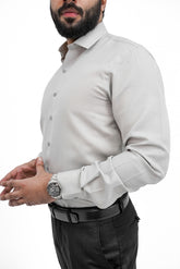 Grey Textured Formal Cotton Shirt